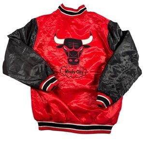 VTG Chicago Bulls Reversible Satin Bomber Jacket M NBA Windy City‎ Rare Varsity